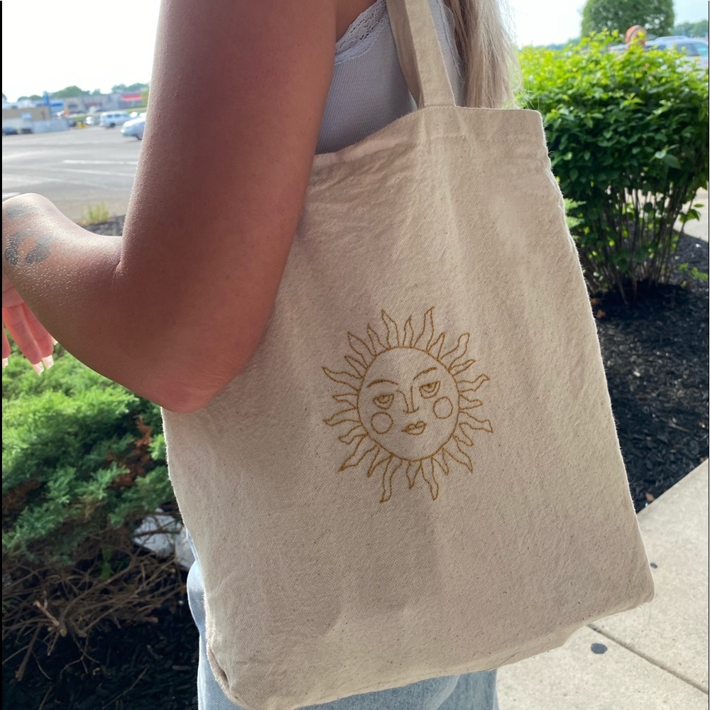 Hand embroidered tote bag